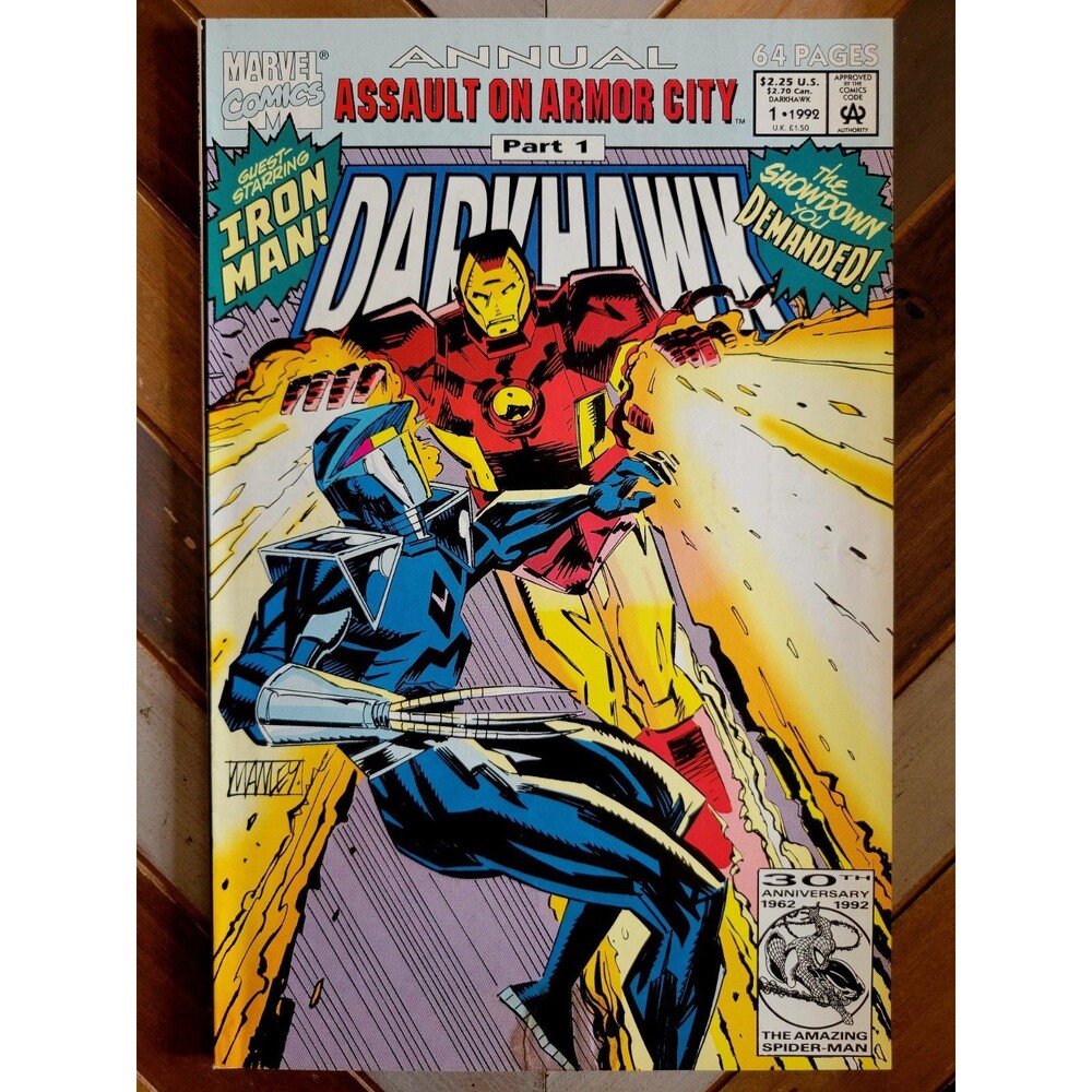 Darkhawk Annual #1 FN/VF (Marvel 1992) Iron Man "Armor City" Mike Manley Artwork